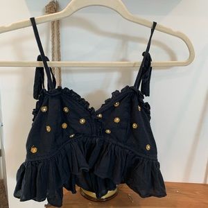 Free people floral navy crop top